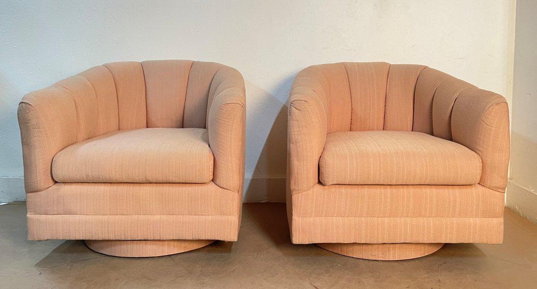 Milo Baughman Swivel Lounge Chairs: Milo Baughman Swivel Lounge Chairs. Measures: 26.5H x 29W x 29D