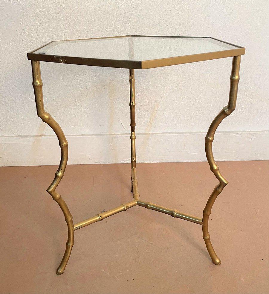 Brass Faux Bamboo Side Table (1 of 4)