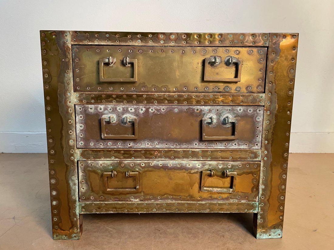 Sarreid Brass Clad 3 Drawer Chest. (1 of 5)