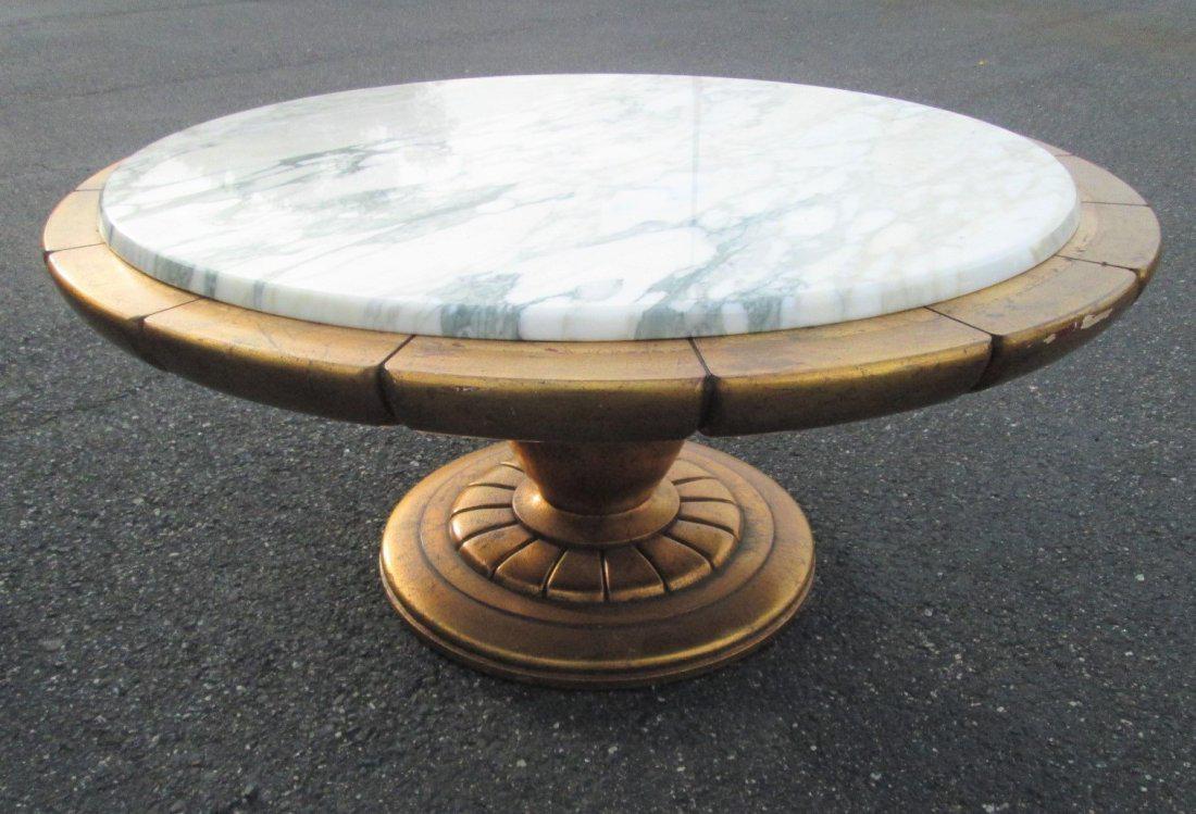 Italian Marble and Gold Leaf Round Coffee Table (1 of 5)