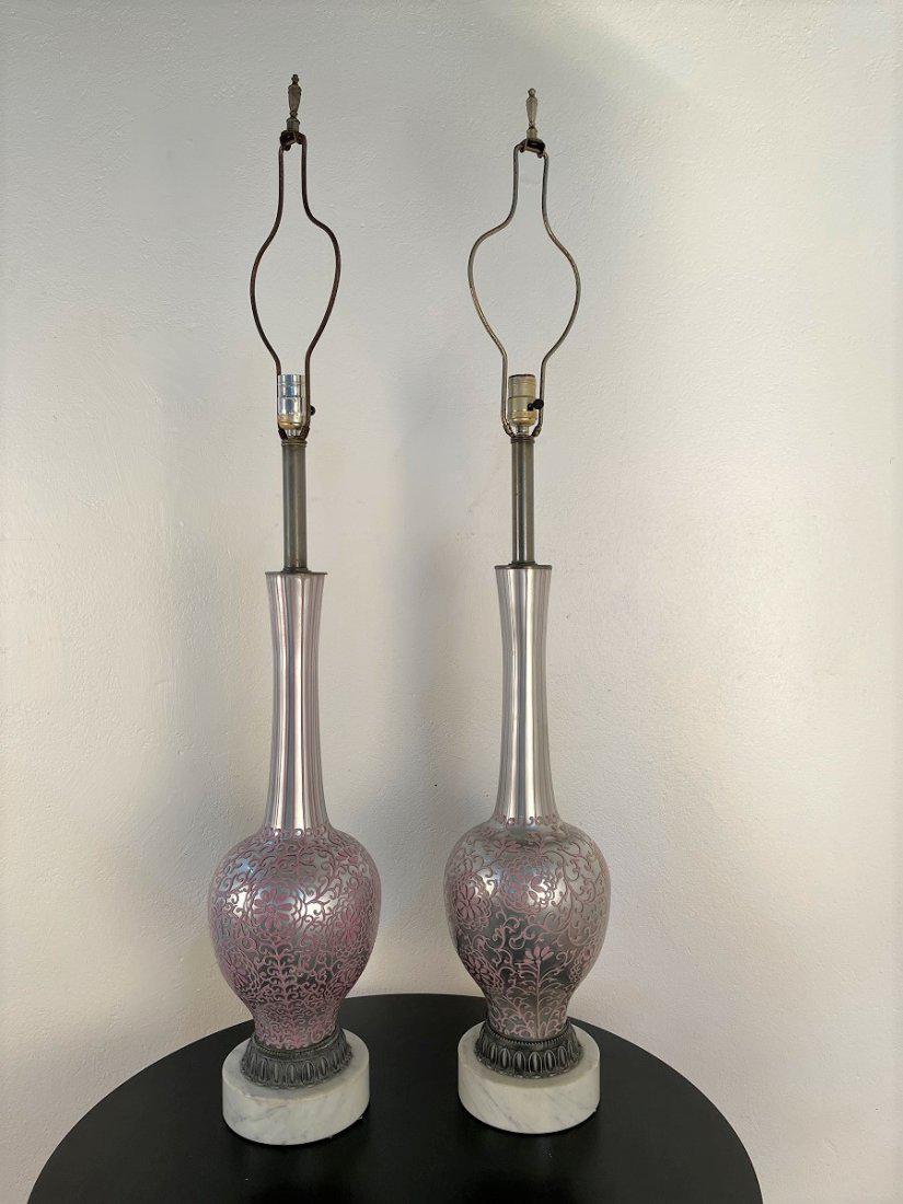 Long Stem Mercury Lamps Marble Base - Pair (1 of 2)