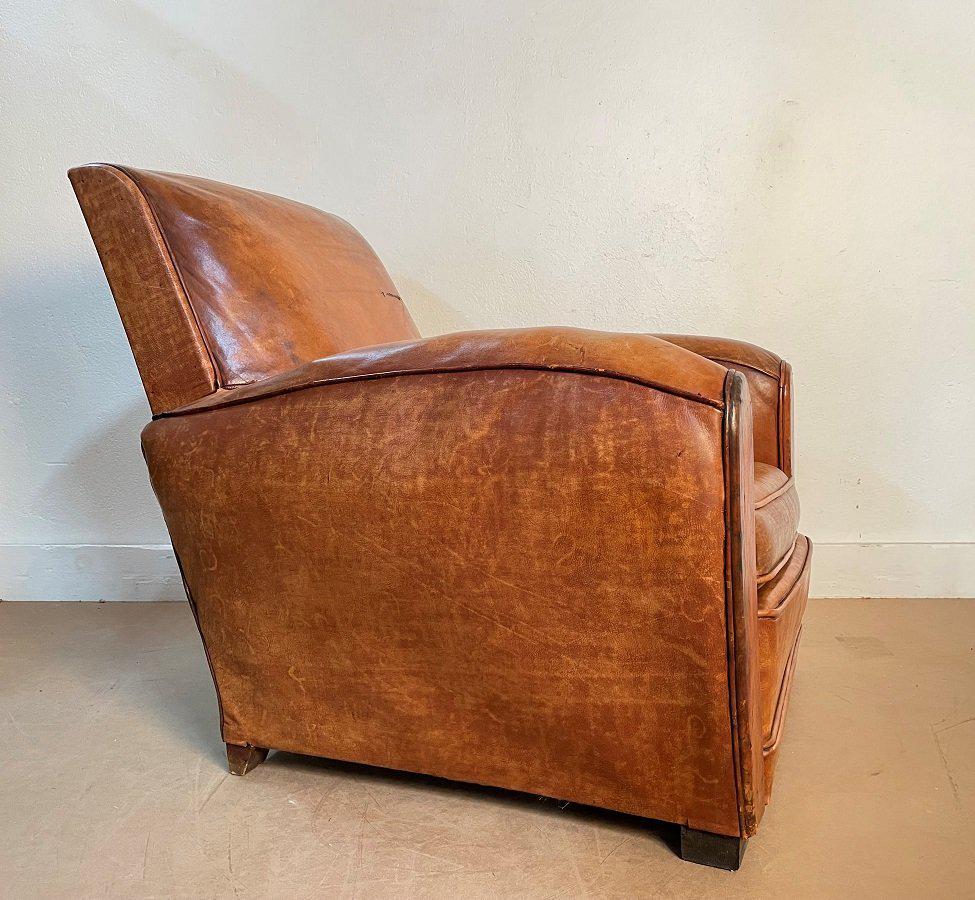 1940s French Art Deco Leather Lounge Chair (1 of 5)
