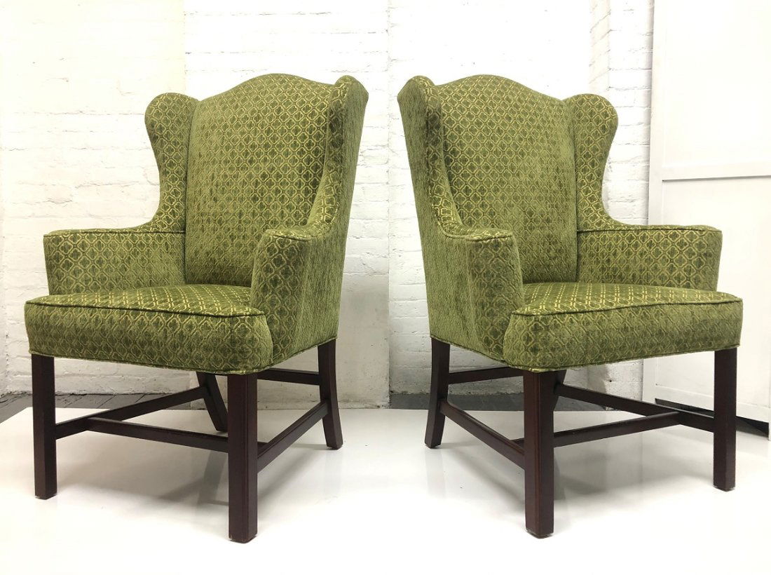 Queen Anne Style Wingback Chairs - Pair (1 of 4)