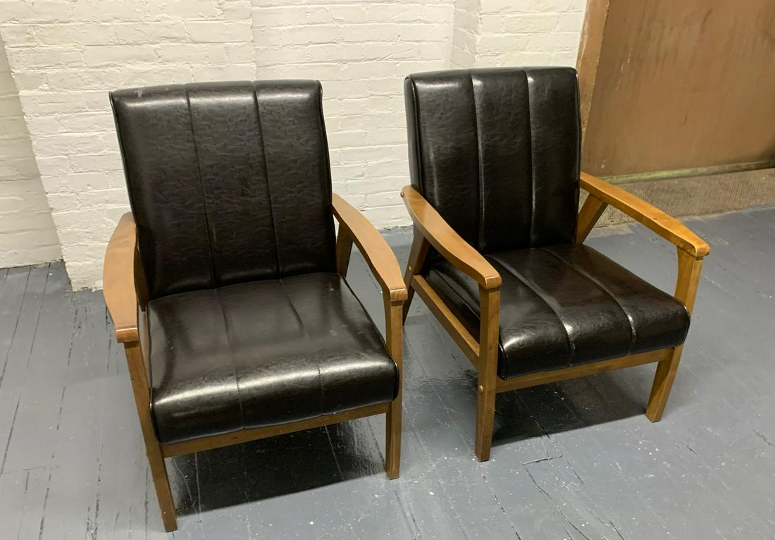 Modern Vinyl Lounge Chairs - Pair (1 of 5)