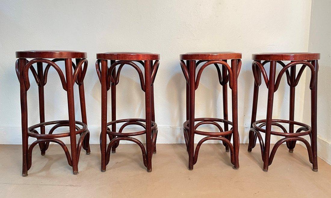 Thonet Style Bentwood Stools - Set of 4 (1 of 6)