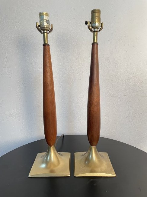 Walnut Lamps Mid Century Modern - Pair (1 of 2)