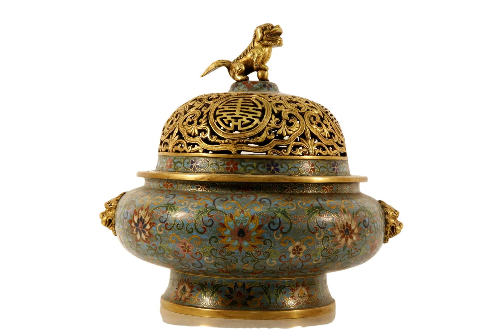A Cloisonne Lion-Decorated Square Censer (1 of 9)