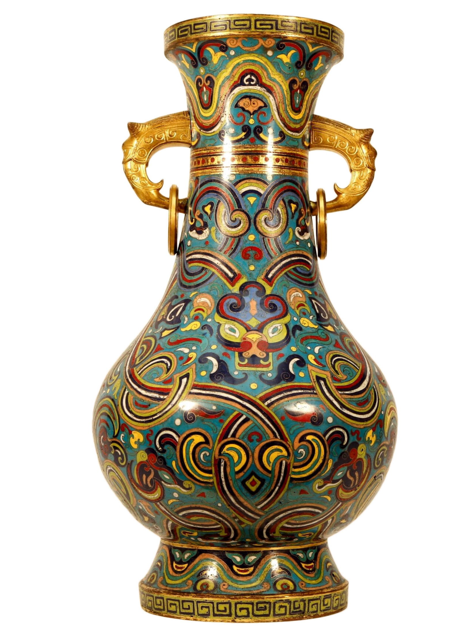 A Cloisonne 'Beast Face' Vase (1 of 10)