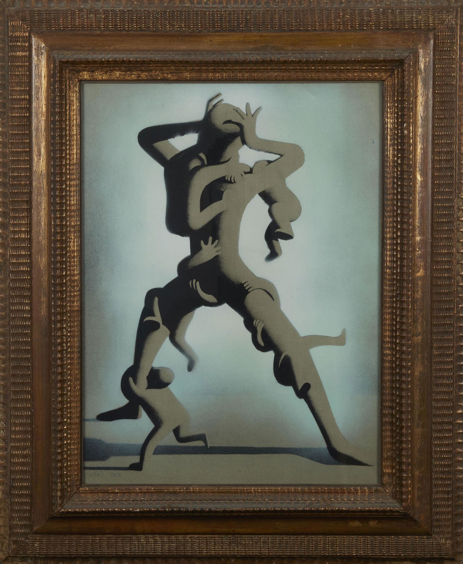 MARK KOSTABI (NÉ EN 1960) "Climbing (green)", 1983 Technique mixte sur toile, signée et (1 of 2)