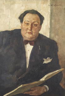 LOTTE LASERSTEIN (1898-1993) Portrait de Jury Frankel Huile sur carton, signée en haut à : LOTTE LASERSTEIN (1898-1993) Portrait de Jury Frankel Huile sur carton, signée en haut à droite Oil on cardboard, signed in the upper right corner H 100 x L 69 cm - H 39 3/8 x W 27 1/8 in. P