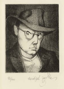 Michael AYRTON: "Percy Wyndham Lewis": Michael AYRTON (1921-1975): "Percy Wyndham Lewis". Etching on wove paper, 1955-73 (?). Edition of 100. Signed and numbered in pencil. This portrait was later titled "Mr Wyndham Lewis regarding, with