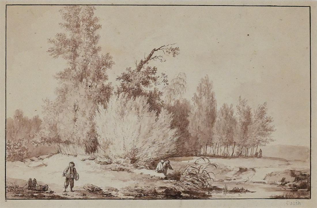 Jean-Baptiste CAZIN: "Landscape with a Fisherman" (1 of 2)