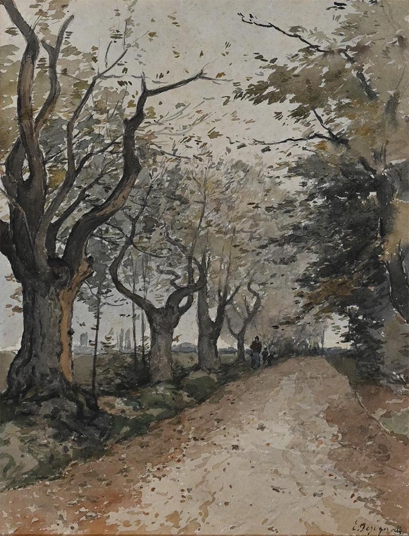 Ernest DESIGNOLES: "Tree-Lined Lane in Autumn" (1 of 2)