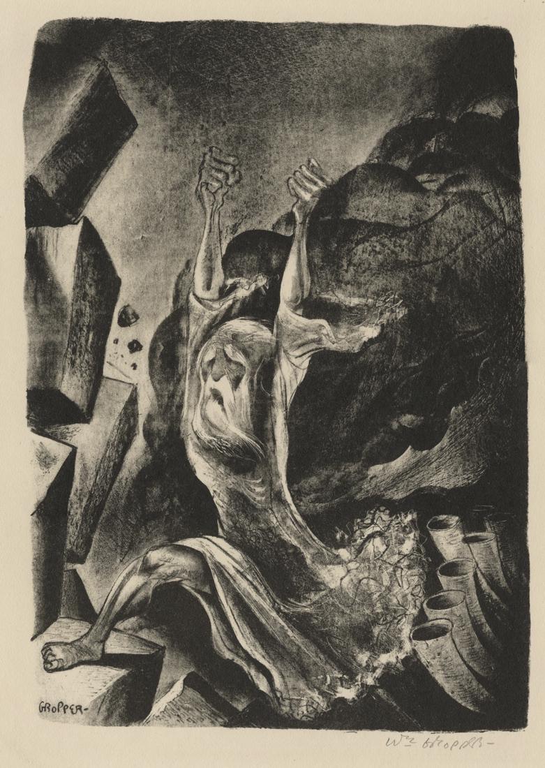 A Pair of Prints by William GROPPER: A pair of Prints by William GROPPER (1897-1977): A) "Joshua Fought the Battle of Jericho". Lithograph on wove paper, 1946. Reference: Season, Myers & Windisch 785. Published by "American Associated Ar