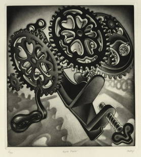 Carol WAX: "Apple Peeler": Carol WAX: "Apple Peeler". Mezzotint on wove paper. Edition of 50. Signed, titled, and numbered in pencil. Plate size: 9 3/8 x 8 3/8 inches.