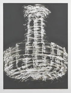 Gary SIMMONS: "Chandelier Spin".: Gary SIMMONS (American, b. 1964): "Chandelier Spin". Color soapground aquatint on Somerset white paper, 2012.Signed, dated, and inscribed AP8, aside from the edition of 35. With the publisher's blinds