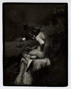 Jan SAUDEK: "The Rose".: Jan SAUDEK (Czech, born 1935): "The Rose". Silver-gelatin print, 1982-1985. Signed in ink, lower right corner. Sheet size: 6 1/8 x 4 7/8 inches.