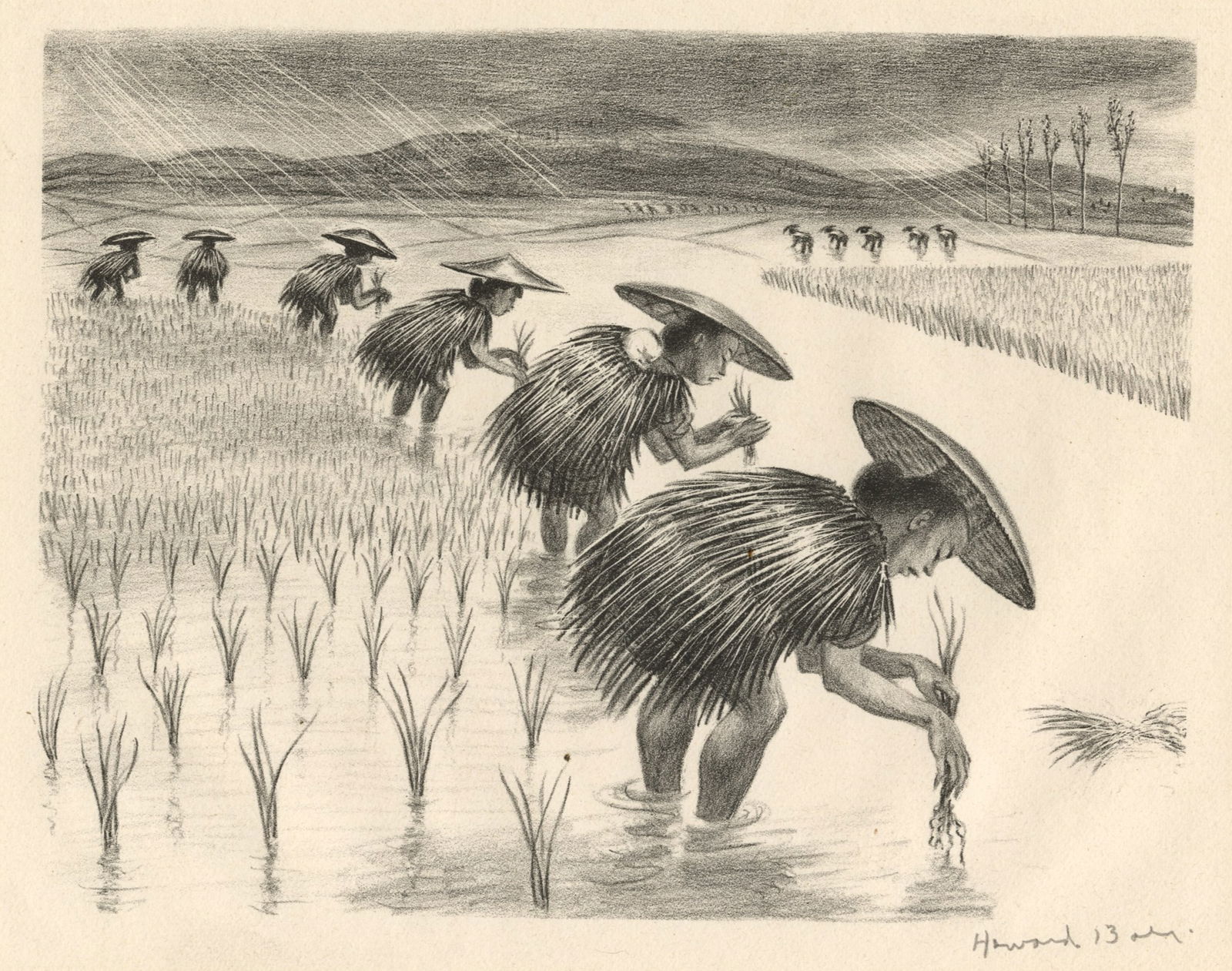 Howard BAER: " Planting Rice, Kunming, China". (1 of 2)