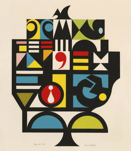 Harry BRODSKY: "Totem 49".: Harry BRODSKY (American, 1908-1997): "Totem 49". Lithograph printed in color on wove paper, 1989. Edition of 20. Printed with Tim Sheesley of Corridor Press, with their blindstamp, in the lower left s