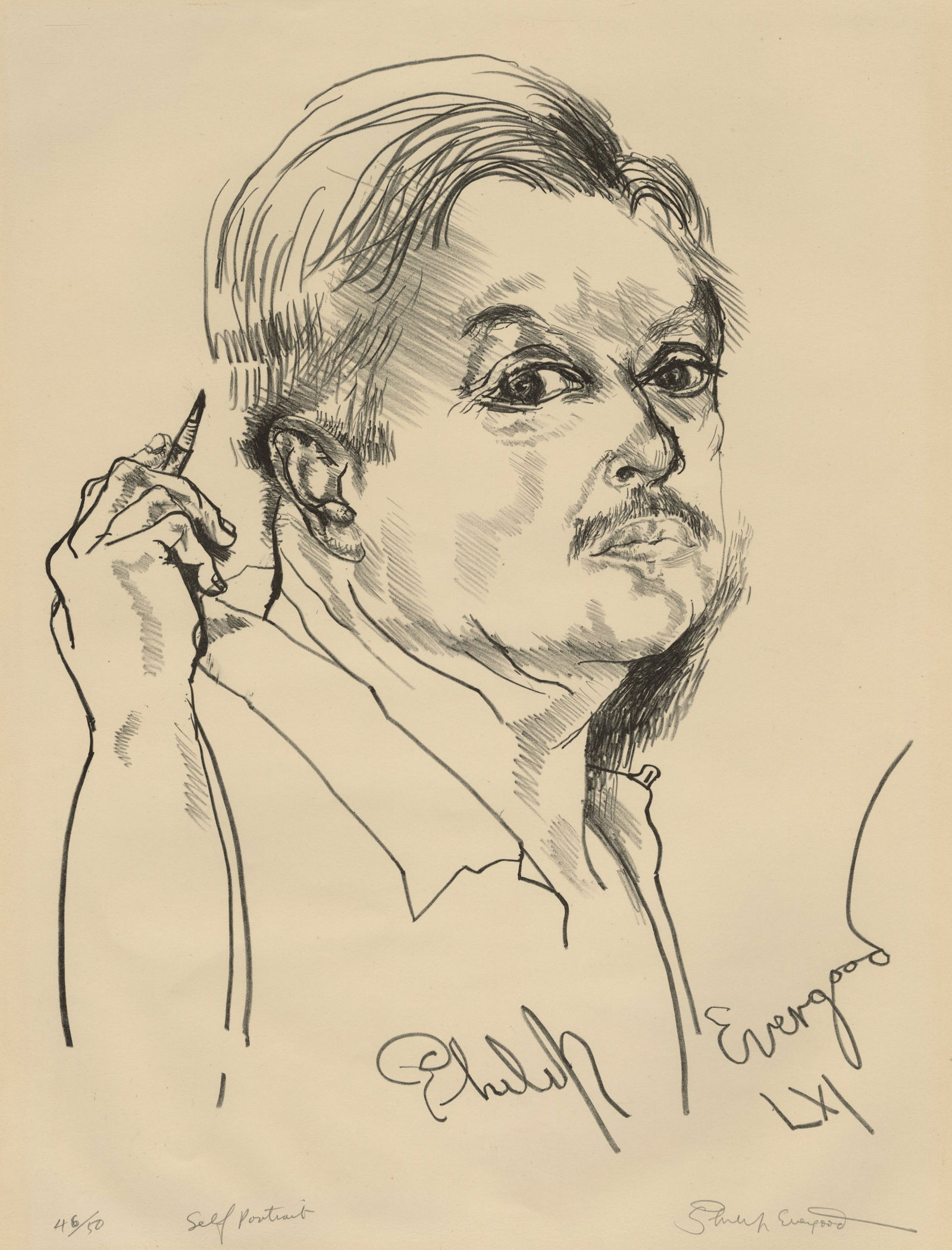 Philip EVERGOOD: "Self Portrait". (1 of 2)