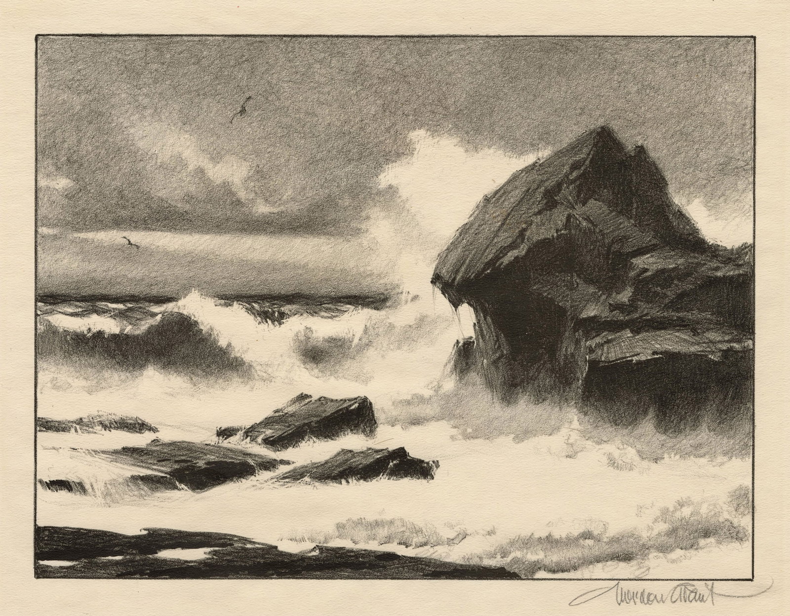 Gordon GRANT: "Conflict".: Gordon GRANT (American, 1875-1962): "Conflict". Lithograph printed on Hamilton Andorra laid paper, 1946. Signed in pencil. Reference: Windisch, Cole, and Herbaugh 779. Published by Associated American