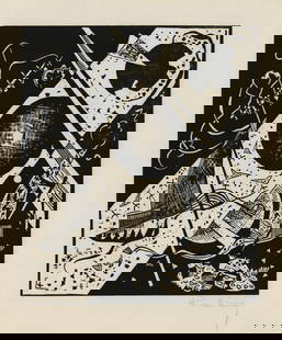 Wassily KANDINSKY: "Kleine Welten VI": Wassily KANDINSKY (Russian French, 1866-1944): "Kleine Welten VI". Woodcut on wove paper, 1922. Reference: Roethel 51. From the eponymous portfolio of 12 prints. Published by "Propylaen Verlag, Berlin
