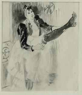 Louis LEGRAND: "Cours de Danse - Fin de Siecle": A Group of Four Prints by Louis LEGRAND (French, 1863-1951): "Cours de Danse - Fin de Siecle". Soft-ground etching and aquatint on simili-Japan wove paper, 1892. Four plates of the eleven, published