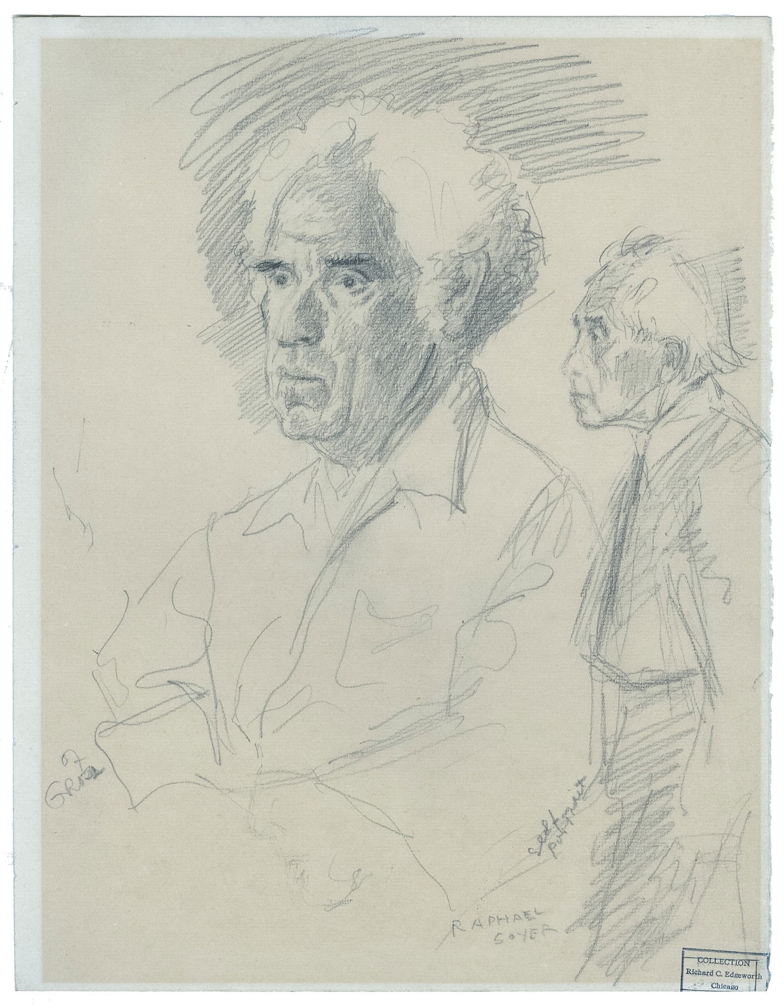 Raphael SOYER: "Self-Portrait with Chaim Gross" (1 of 1)