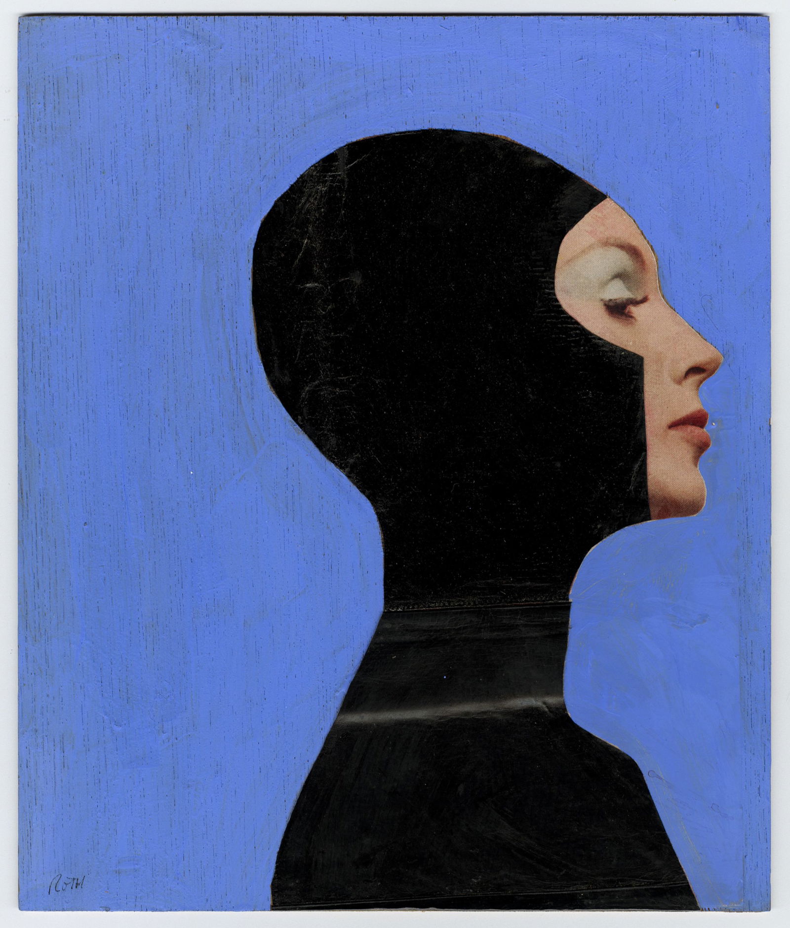 Jack ROTH: "Femme Fatale": Jack ROTH (American, 1927-2004): "Femme Fatale". Collage and gouache on board. Signed in ink in the image. Bearing a rectangular estate stamp on the verso. Board size: 11 7/8 x 10 inches.