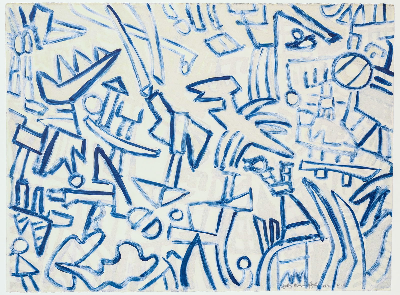 John HIMMELFARB: "Untitled M 2-X": John HIMMELFARB (American, born 1946): "Untitled M 2-X". Ink on paper, 1976. Signed, titled, and dated "7-21-76" in pencil. Drawn to the sheet's edge. Sheet size: 22 3/8 x 30 inches.