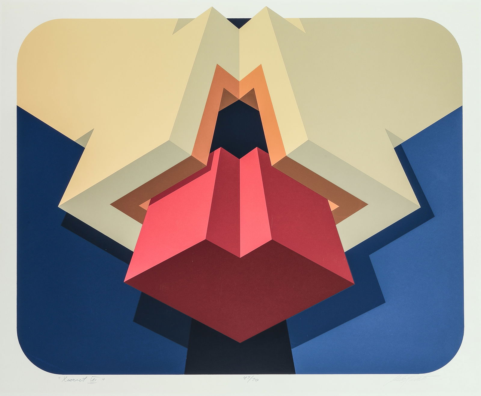 Marko SPALATIN: "Xcaret XII": Marko SPALATIN (American, born 1945): "Xcaret XII". Color screenprint on paper, circa 1977. Edition of 70. Signed, titled, and numbered in pencil. Image size: 21 x 25 1/2 inches.