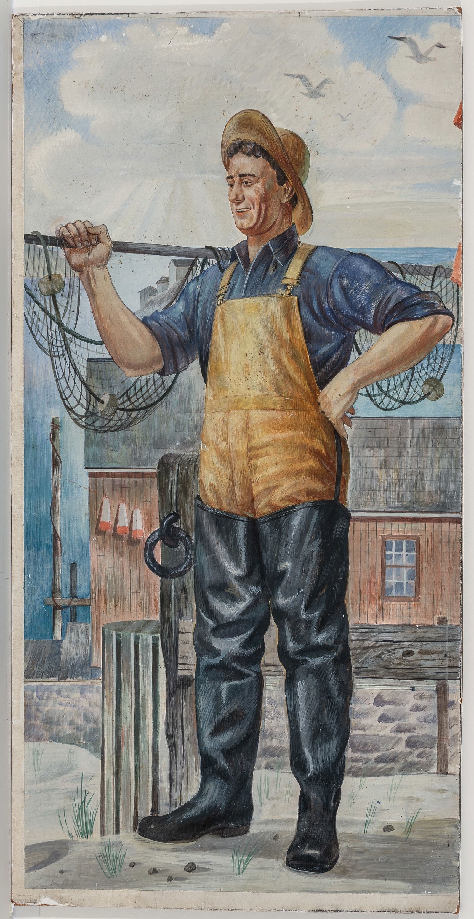 American, Early 20th Century: "Fisherman with Net" (1 of 1)