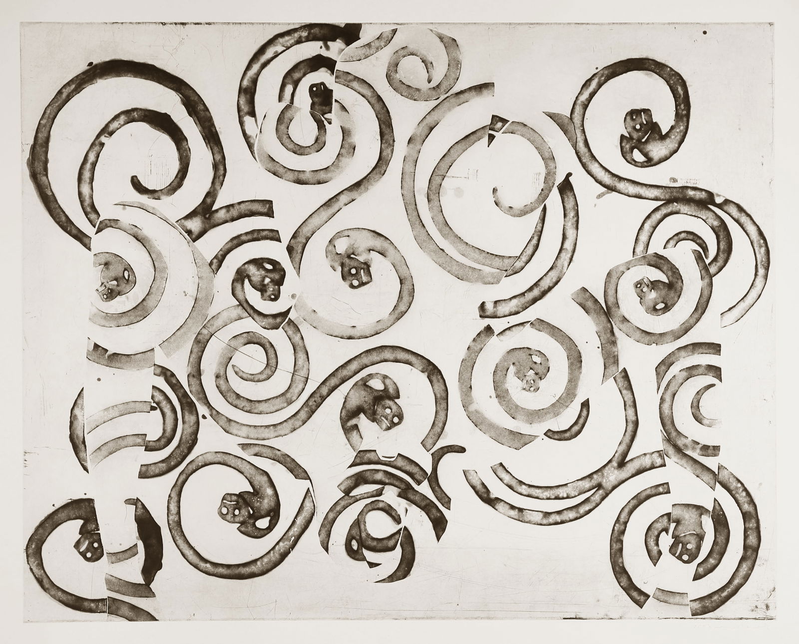 Francesco CLEMENTE: "Fathers, from Perusa".: Francesco CLEMENTE (Italian, b. 1952): "Fathers, from Perusa". Spitbite aquatint on Somerset wove paper, 1990. Signed, and numbered AP 9; aside from the edition of 21. Published by Crown Point Press,