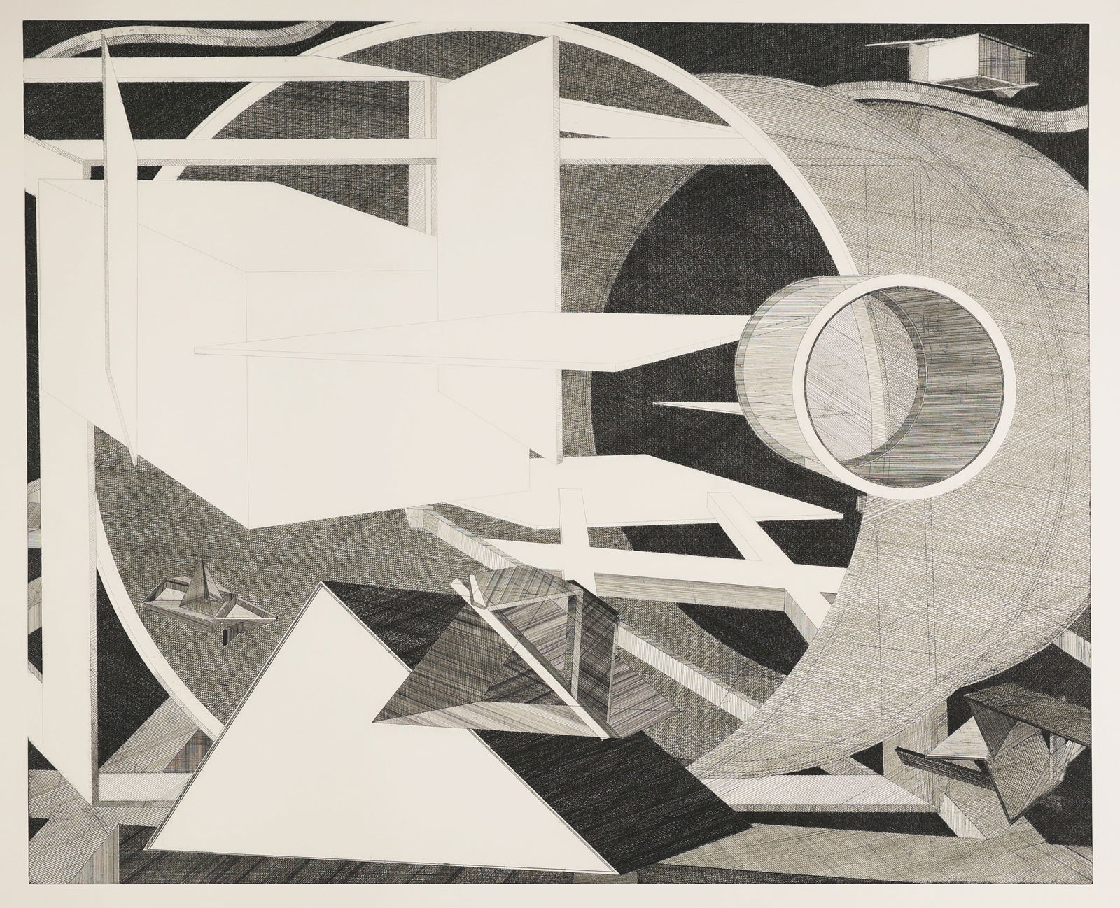 Al HELD: "Straits of Magellan".: Al HELD (American, 1928-2005): "Straits of Magellan". Hardground etching on wove paper, 1986. Signed, dated, and inscribed AP 8/10 aside from the edition of 50. Printed by Rene Bott. Published by Crow