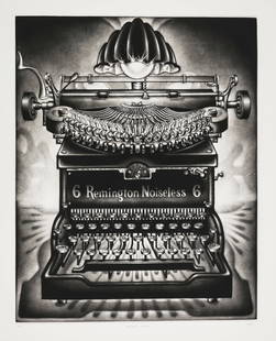 Carol WAX: "Remington Noiseless".: Carol WAX (American, born 1953): "Remington Noiseless". Mezzotint on wove paper, 1986. Edition of 75. Signed, titled and numbered in pencil. Plate size: 20 x 15 7/8 inches.