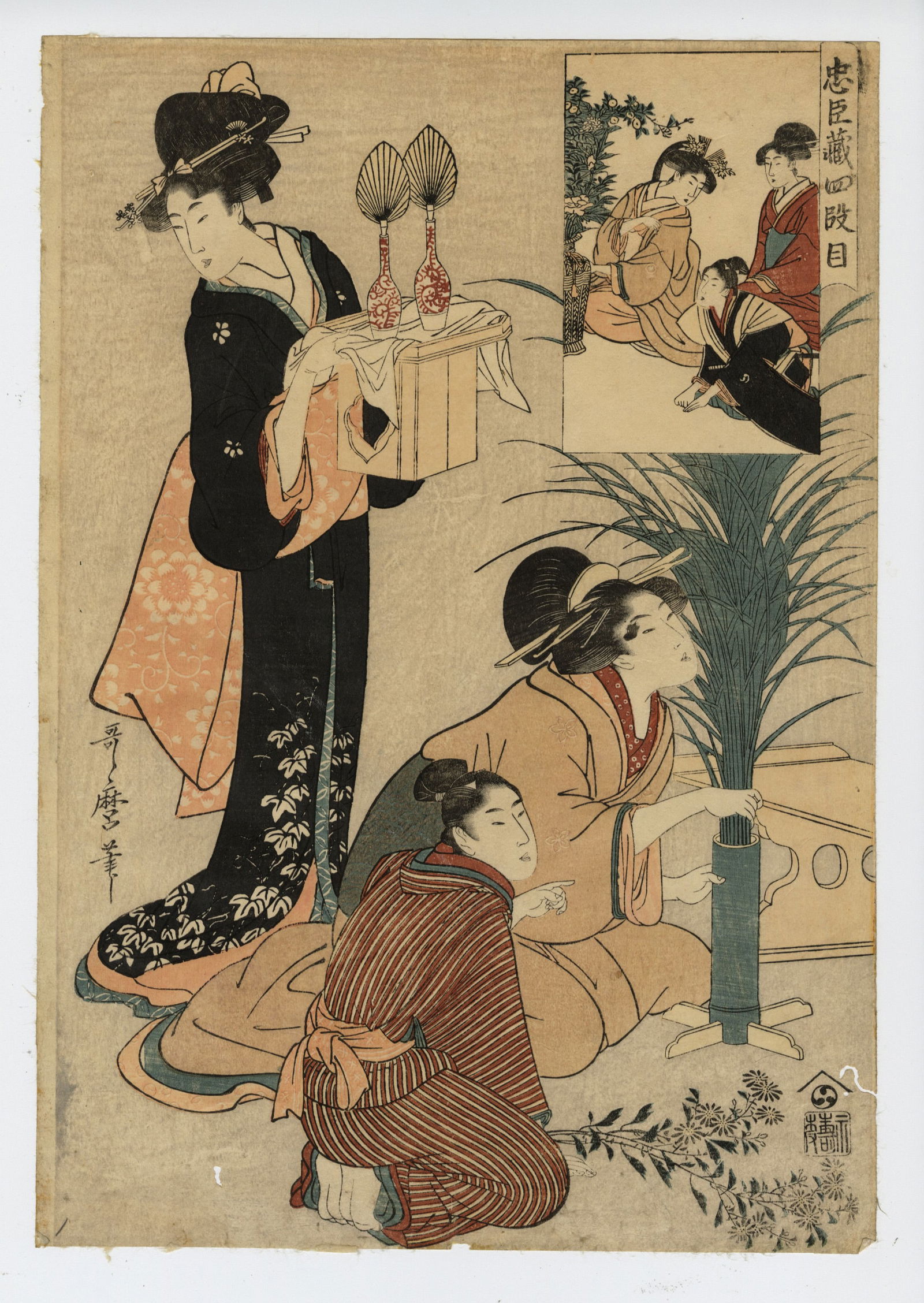 Five woodblock prints by Kitagawa Utamaro. (1 of 5)