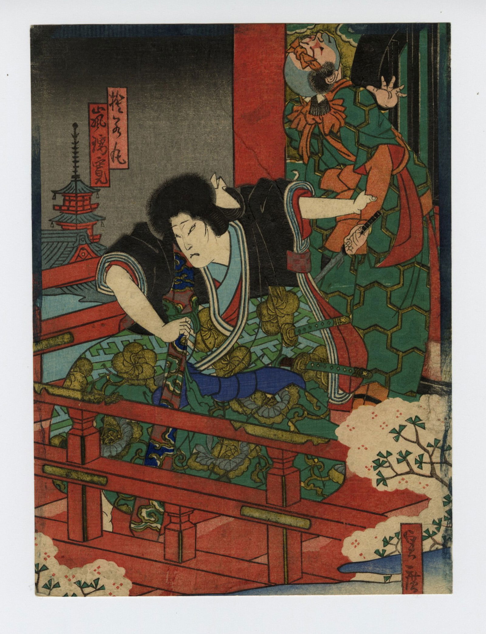 Five Japanese woodblock prints depicting Warriors or Samurai. (1 of 5)