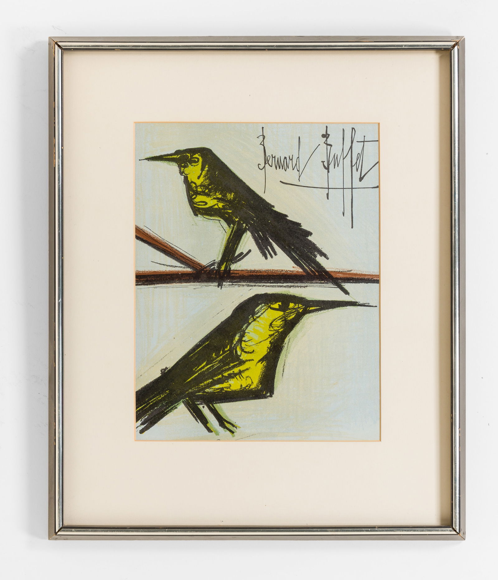 Bernard BUFFET: "Les Deux Oiseaux".: Bernard BUFFET (French, 1928-1999): "Les Deux Oiseaux". Color lithograph on wove paper, printed to the sheet's edge, 1967. Reference: Mourlot 104. Impressions as issued in the catalog raisonne, printe