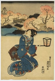 KUNISADA I, Utagawa: "Beauty Holding a Lantern?..".