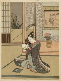 Suzuki HARUNOBU: "Young Man Playing...".