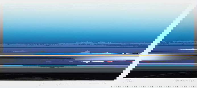 SAWADA Tetsuro: "Spectrum (b)". : SAWADA Tetsuro (Japanese, 1933-1998): "Spectrum (b)". Color silkscreen on wove paper, 1990. Edition of 150. Signed, titled, dated, and numbered in pencil. Image size: 9 1/2 x 23 1/2 inches.