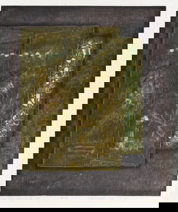 TAJIMI, Hiroyuki: "Deepsong - Door".: TAJIMI, Hiroyuki (Japanese, 1911-1984): "Deepsong - Door". Woodblock print (color woodcut) on wove paper, 1973. Edition of 50. Singed, dated, numbered and titled both in English and Kanji in pencil.