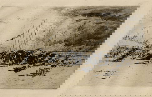 Felix BUHOT: "Un Grain a Trouville".: Felix BUHOT (French, 1847-1898): "Un Grain a Trouville". Etching and drypoint on laid paper, 1874. Reference: Bourcard-Goodfriend 122 iv/vii. Fourth state of seven, with the "276" number in the top