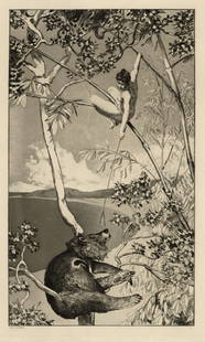 Max KLINGER: "Bar und Elfe".: Max KLINGER (German, 1857-1920): "Bar und Elfe". Etching and aquatint on wove paper, 1880-81. Plate 1 from the series "Intermezzi, Opus IV". Published by Theodor Stroefer, Nuremberg. Plate size: 16