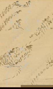 Ernst Ludwig KIRCHNER: "Figuren an Wasser".: Ernst Ludwig KIRCHNER (German, 1880-1938): "Figuren an Wasser". Pencil on wove paper, circa 1910. With the purple estate stamp at the lower le?? sheet corner, verso. Estate reference in black ink: B
