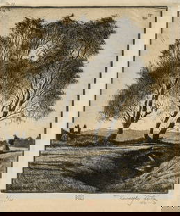 Zoltan KAVECZKY: "Landscape".: Zoltan KAVECZKY (Hungarian, 1897-1965): "Landscape". Etching on wove paper, 1931. Edition of 25. Signed, dated and numbered in pencil in the lower margin. Also bearing the artist's monogram