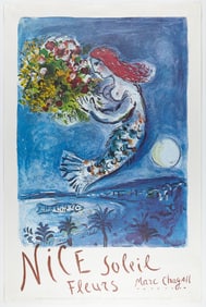 After Marc CHAGALL: "Poster - Nice Soleil Fleurs".