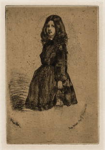 James A. McNeill WHISTLER: "Annie".: James A. McNeill WHISTLER (American, 1834-1903): "Annie". Etching on warm-toned chine-colle on wove paper, 1857-58. Reference: Kennedy 10 iv/v, Glasgow 7 iv/v. Impression from the fourth state, which
