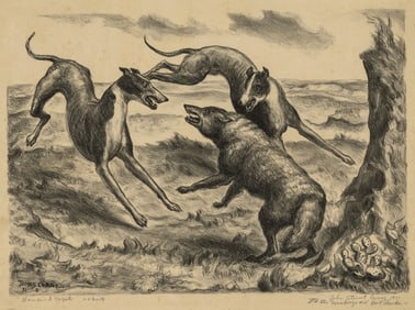 John Steuart CURRY: "Hounds and Coyote".