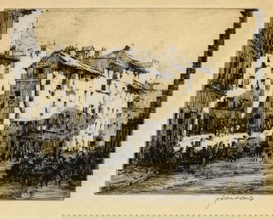 Herman Armour WEBSTER: "Monte Caprino".: Herman Armour WEBSTER (American, 1878-1970): "Monte Caprino". Etching on laid paper, 1931. Signed in pencil Plate size: 5 1/4 x 6 7/8 inches.
